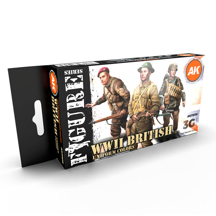 AK Interactive 11636 Figures Series: WWII British Uniforms 3G Acrylic Paint Set (6 Colors)