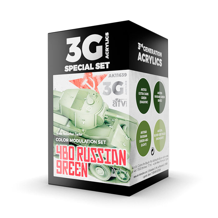 AK Interactive 11639 Modulation Series: 4BO Russian Green 3G Acrylic Paint Set (4 Colors)
