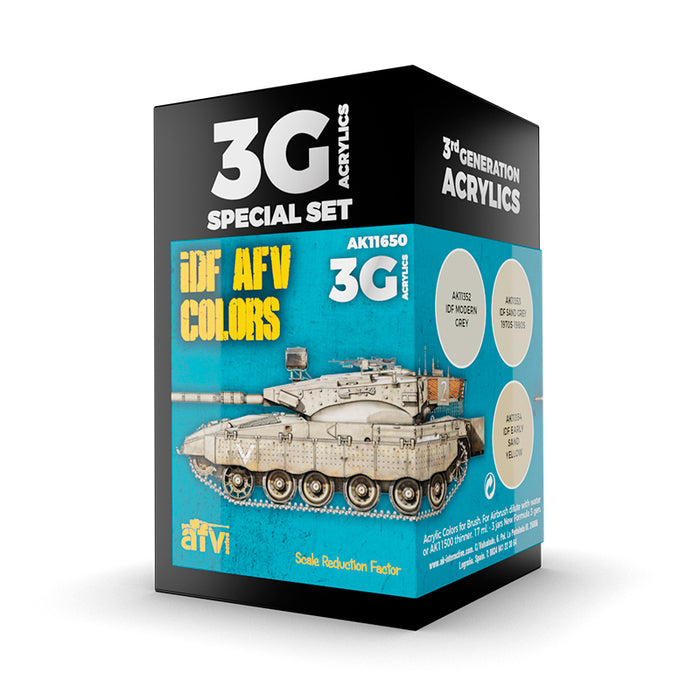 AK Interactive 11650 AFV Series: IDF AFV 3G Acrylic Paint Set (3 Colors)