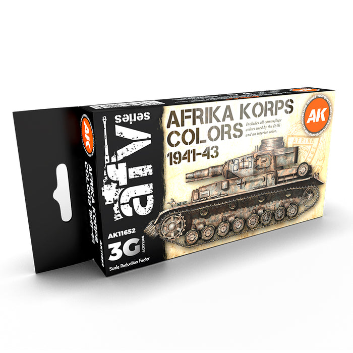 AK Interactive 11652 AFV Series: Afrika Korps 1941-1943 Camouflage 3G Acrylic Paint Set (6 Colors)