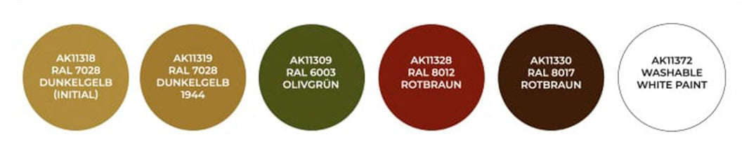 AK Interactive 11654 AFV Series: 1945 Late War Panzer Camouflage 3G Acrylic Paint Set (6 Colors)