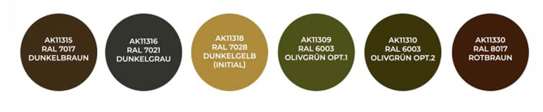 AK Interactive 11656 AFV Series: German Army Panzer Camouflage 1937-44 3G Acrylic Paint Set (6 Colors)