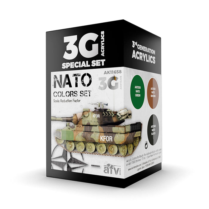 AK Interactive 11658 AFV Series: NATO 3G Acrylic Paint Set (3 Colors)