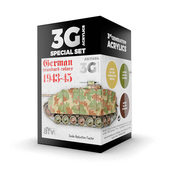 AK Interactive 11664 AFV Series: German Standard 1943-45 3G Acrylic Paint Set (3 Colors)