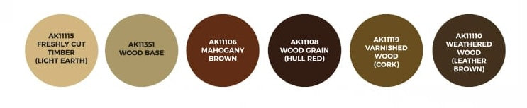 AK Interactive 11673 Old & Weathered Wood Vol.1 3G Acrylic Paint Set (6 Colors)