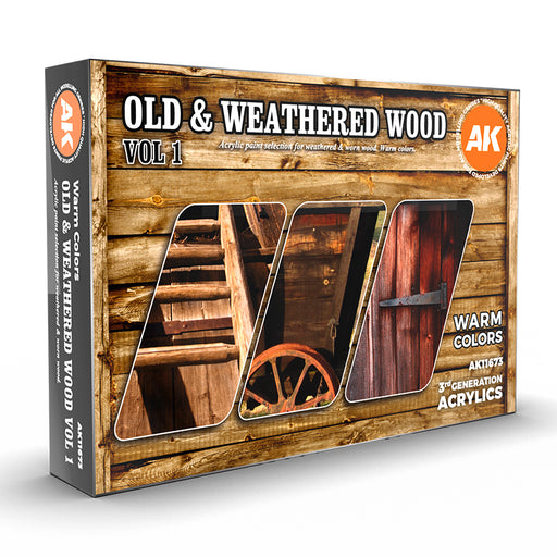 AK Interactive 11673 Old & Weathered Wood Vol.1 3G Acrylic Paint Set (6 Colors)