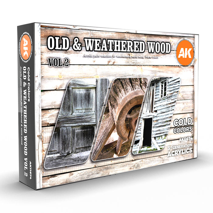 AK Interactive 11674 Old & Weathered Wood Vol.2 3G Acrylic Paint Set (6 Colors)