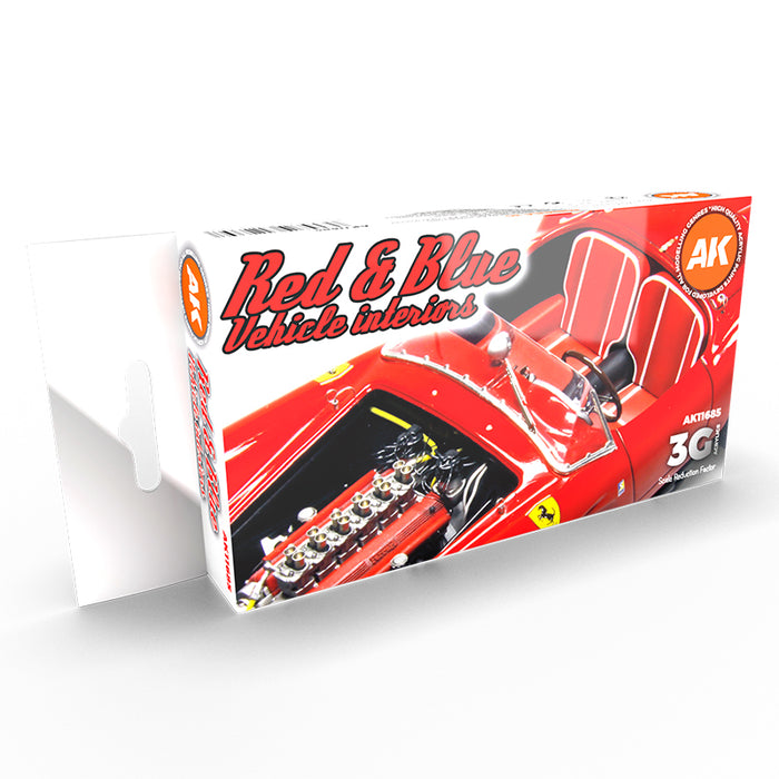 AK Interactive 11685 Cars & Civil Vehicles Series: Red & Blue Interiors 3G Acrylic Paint Set (6 Colors)