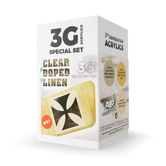 AK Interactive 11712 Air Series: Clear Doped Linen 3G Acrylic Paint Set (3 Colors)