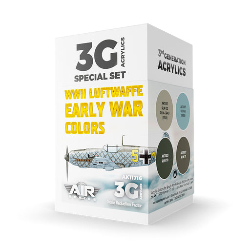 AK Interactive 11716 Air Series: WWII Luftwaffe Early War Aircraft 3G Acrylic Paint Set (4 Colors)