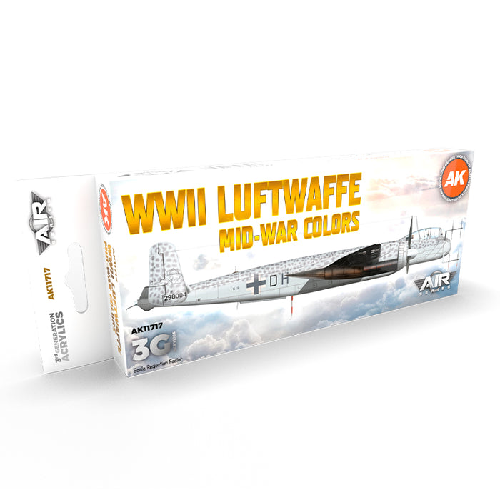 AK Interactive 11717 Air Series: WWII Luftwaffe Mid War 3G Aircraft Acrylic Paint Set (8 Colors)