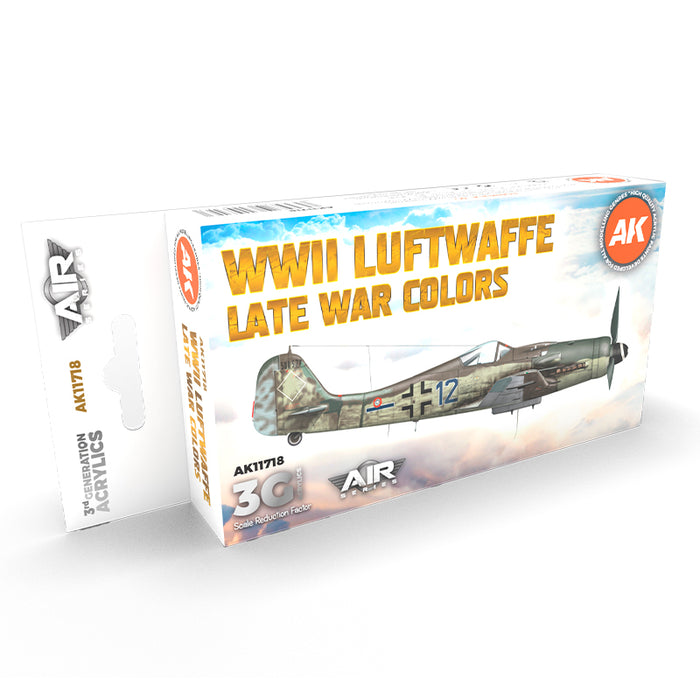 AK Interactive 11718 Air Series: WWII Luftwaffe Late War Aircraft 3G Acrylic Paint Set (6 Colors)