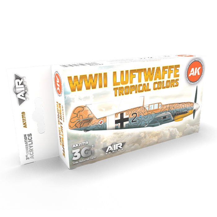 AK Interactive 11719 Air Series: WWII Luftwaffe Tropical Aircraft 3G Acrylic Paint Set (6 Colors)