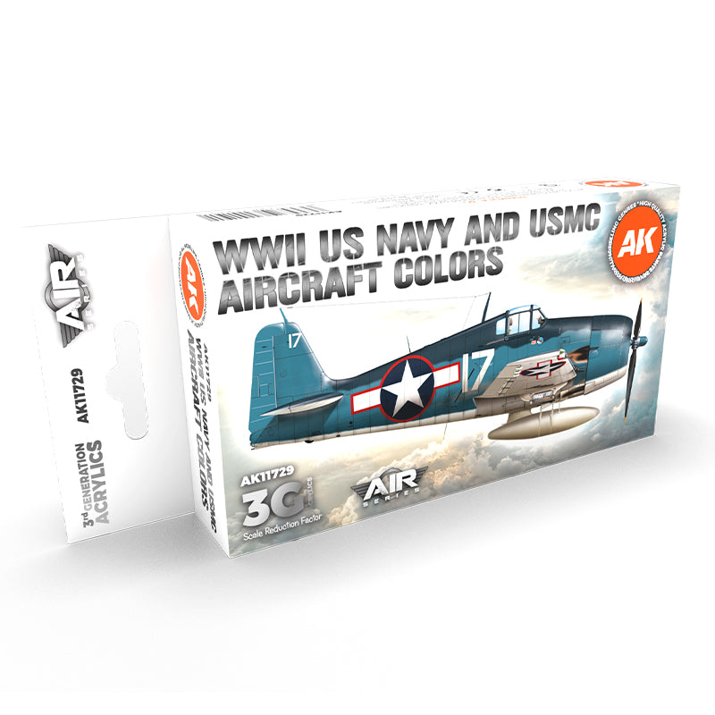 AK Interactive 11729 Air Series: WWII USN & USMC Aircraft 3G Acrylic Paint Set (6 Colors)
