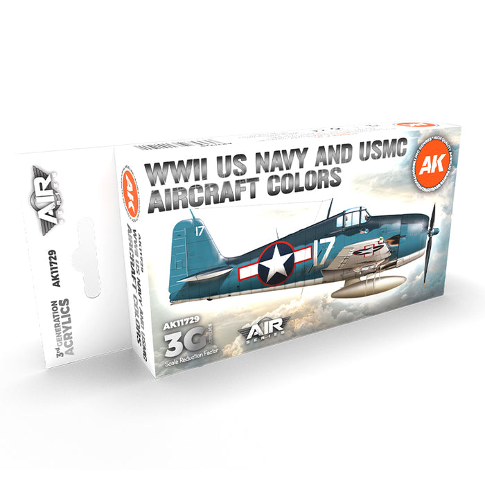 AK Interactive 11729 Air Series: WWII USN & USMC Aircraft 3G Acrylic Paint Set (6 Colors)