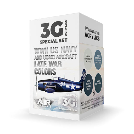AK Interactive 11730 Air Series: WWII USN & USMC Aircraft Late War 3G Acrylic Paint Set (4 Colors)