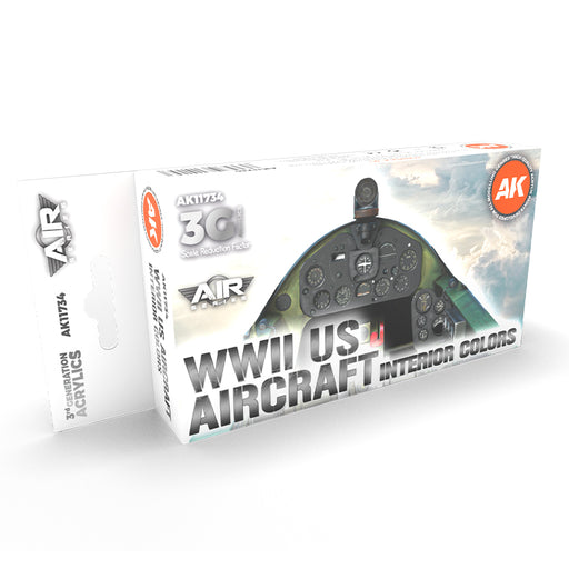 AK Interactive 11734 Air Series: WWII US Aircraft Interior 3G Acrylic Paint Set (6 Colors)