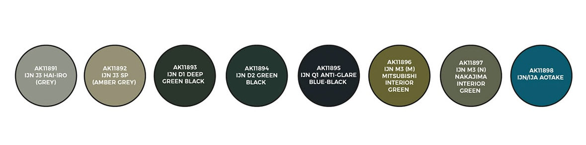 AK Interactive 11737 Air Series: WWII IJN Aircraft 3G Acrylic Paint Set (8 Colors)