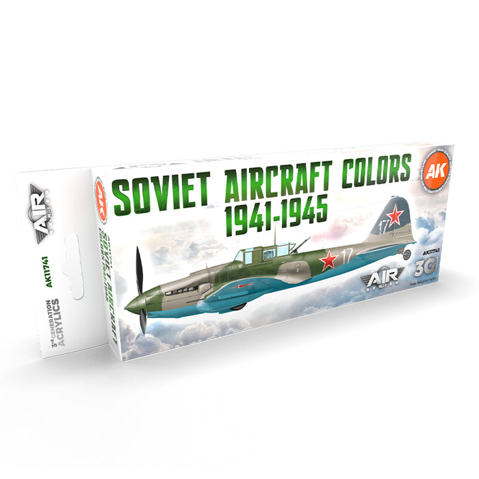 AK Interactive 11741 Air Series: Soviet Aircraft 1941-45 3G Acrylic Paint Set (8 Colors)