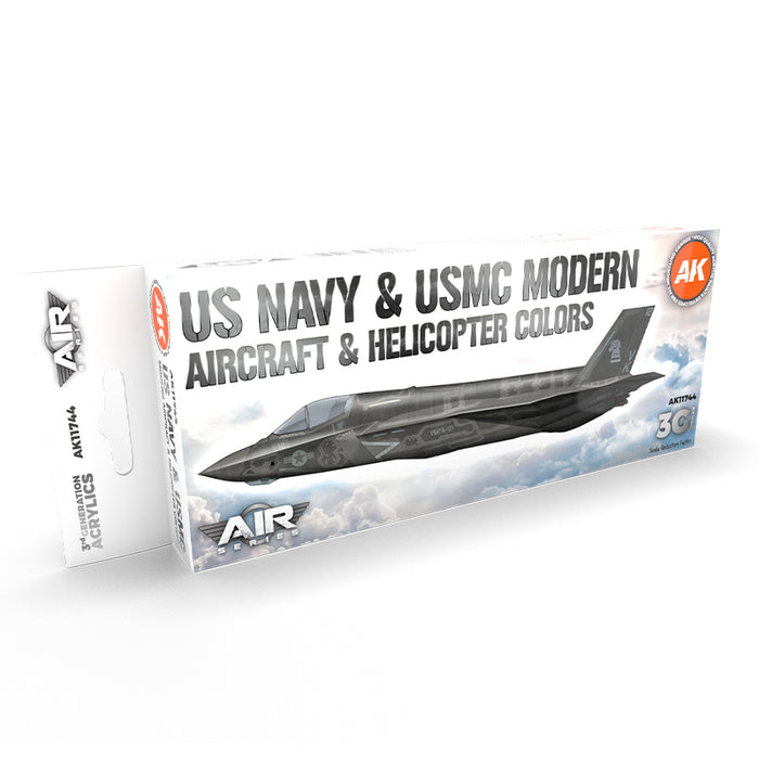 AK Interactive 11744 Air Series: USN & USMC Modern Aircraft & Helicopter 3G Acrylic Paint Set (8 Colors)