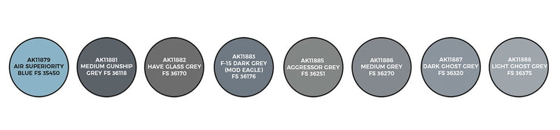AK Interactive 11746 Air Series: US Air Force & ANG Modern Aircraft & Helicopter 3G Acrylic Paint Set (8 Colors)
