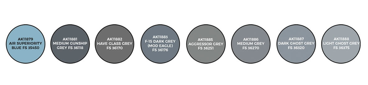 AK Interactive 11746 Air Series: US Air Force & ANG Modern Aircraft & Helicopter 3G Acrylic Paint Set (8 Colors)