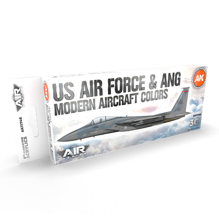AK Interactive 11746 Air Series: US Air Force & ANG Modern Aircraft & Helicopter 3G Acrylic Paint Set (8 Colors)