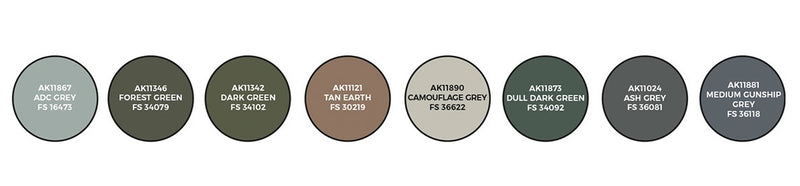 AK Interactive 11747 Air Series: US Air Force & ANG Aircraft 1960s-1980s 3G Acrylic Paint Set (8 Colors)
