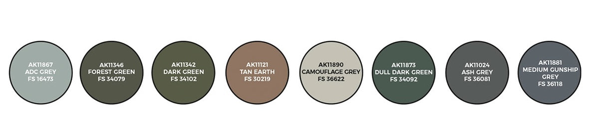 AK Interactive 11747 Air Series: US Air Force & ANG Aircraft 1960s-1980s 3G Acrylic Paint Set (8 Colors)