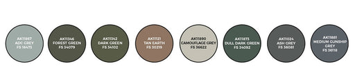 AK Interactive 11747 Air Series: US Air Force & ANG Aircraft 1960s-1980s 3G Acrylic Paint Set (8 Colors)