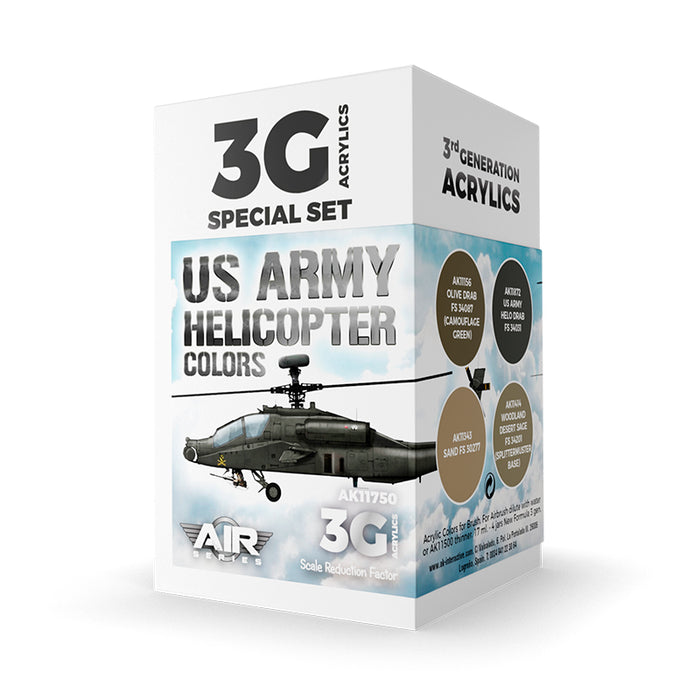 AK Interactive 11750 Air Series: US Army Helicopter 3G Acrylic Paint Set (4 Colors)