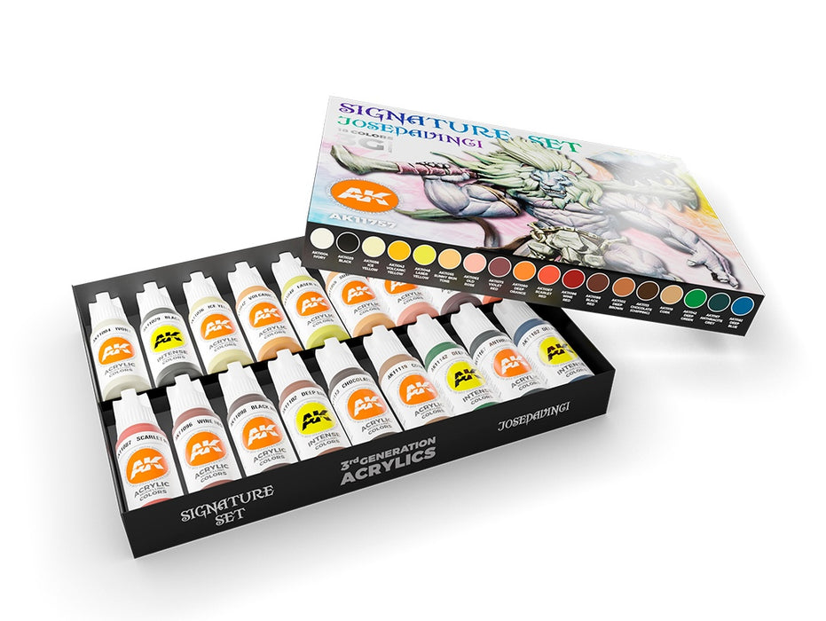 AK Interactive 11757 Jose Davinci Signature 3G Acrylic Paint Set (18 Colors)