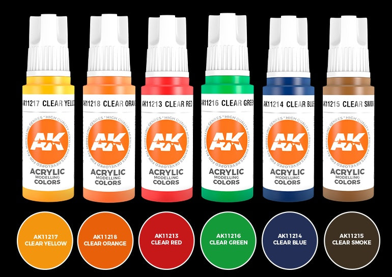 AK Interactive 11758 Transparent 3G Acrylic Paint Set (6 Colors)
