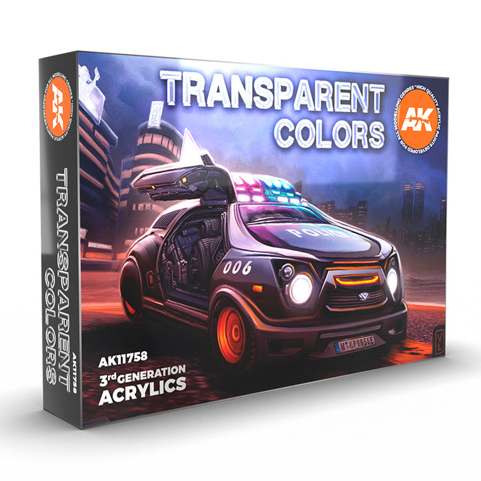 AK Interactive 11758 Transparent 3G Acrylic Paint Set (6 Colors)