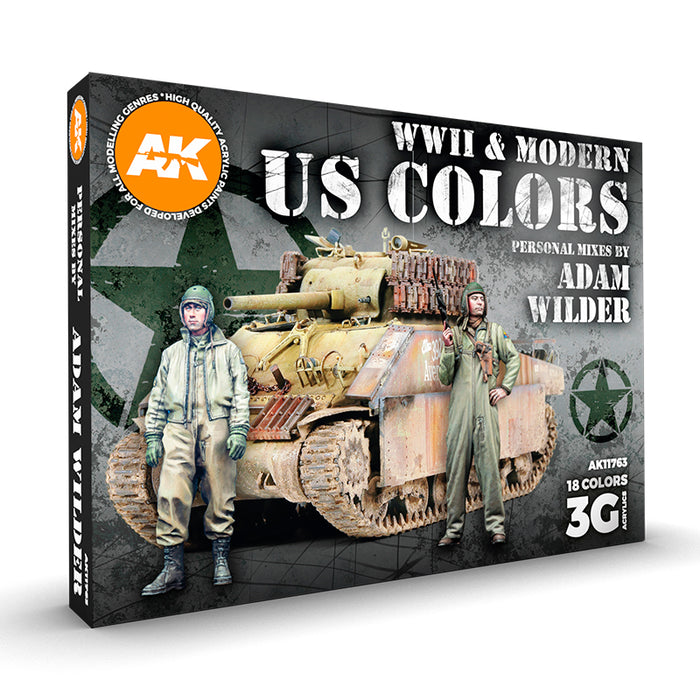 AK Interactive 11763 WWII & Modern US 3G Acrylic Paint Set (18 Colors)