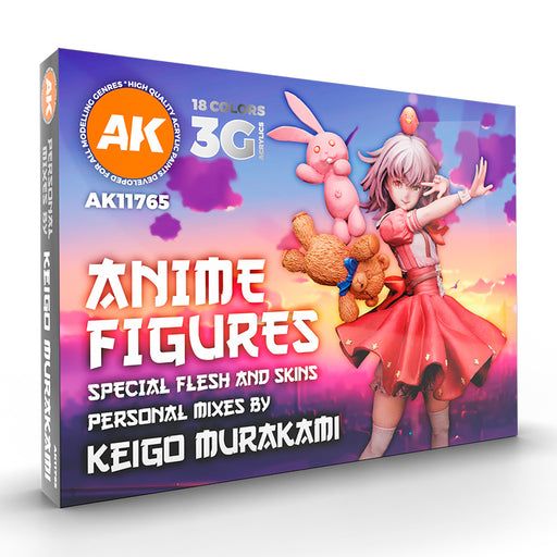 AK Interactive 11765 Anime Figures Special Flesh & Skins 3G Acrylic Paint Set (18 Colors)