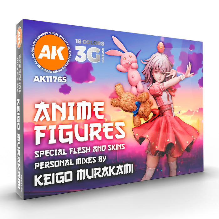 AK Interactive 11765 Anime Figures Special Flesh & Skins 3G Acrylic Paint Set (18 Colors)