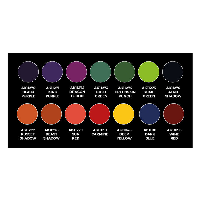 AK Interactive 11780 Color Punch: High Pigmentation 3G Acrylic Paint Set (14 Colors)