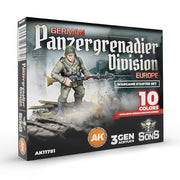 AK Interactive 11781 Wargame: German Panzergrenadier Europe 3G Acrylic Paint Starter Set (10 Colors & 1 Figure)