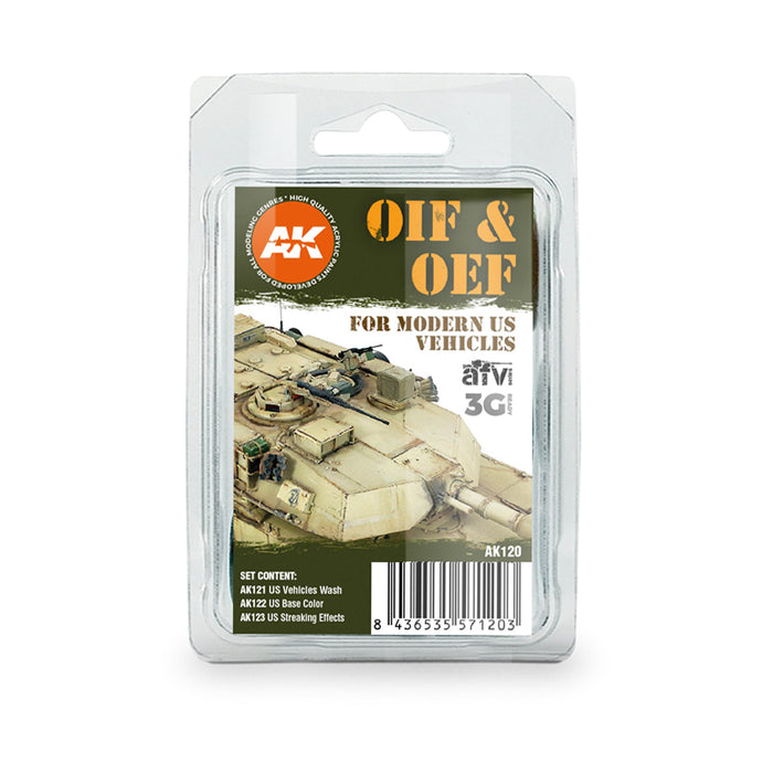 AK Interactive 120 OIF & OEF Modern US Vehicles Acrylic/Enamel Paint Set (121, 122, 123)
