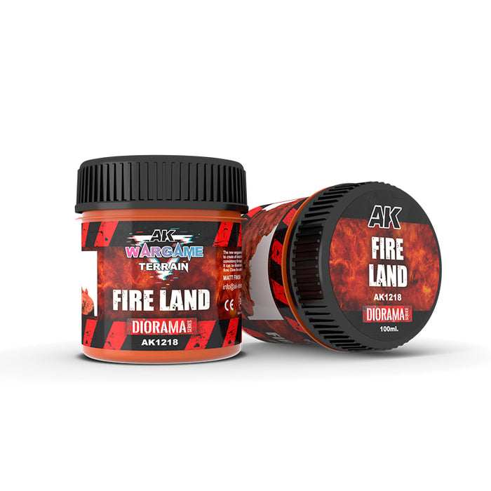 AK Interactive 1218 Wargame Terrain: Fire Land Texture Acrylic 100ml Bottle
