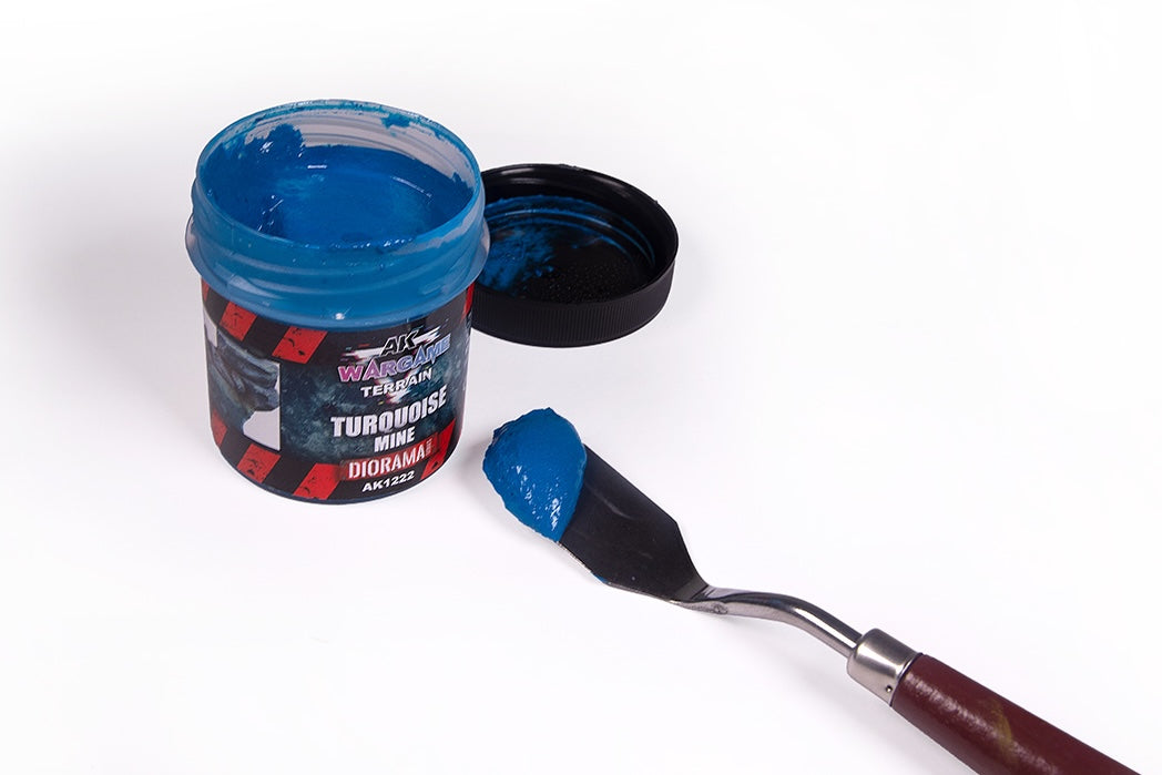 AK Interactive 1222 Wargame Terrain: Turquoise Mine Texture Acrylic 100ml Bottle