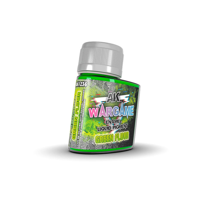 AK Interactive 1236 Wargame: Green Fluorescent Liquid Pigment Enamel 35ml Bottle