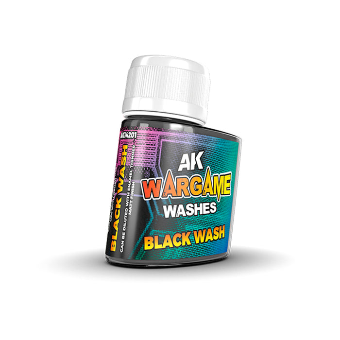 AK Interactive 14201 Wargame: Black Wash Enamel 35ml Bottle