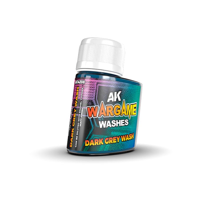 AK Interactive 14208 Wargame: Dark Grey Wash Enamel 35ml Bottle