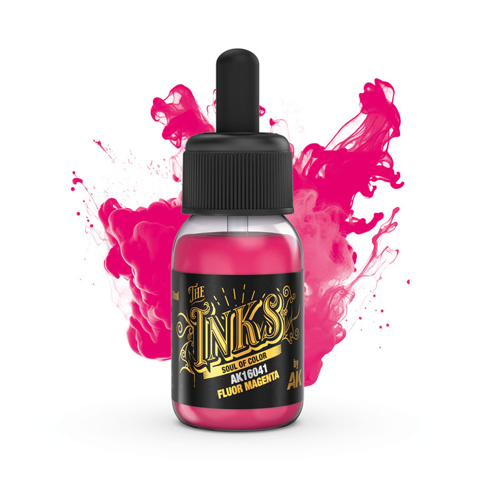 AK Interactive 16041 Inks: Fluor Magenta Acrylic 30ml Bottle