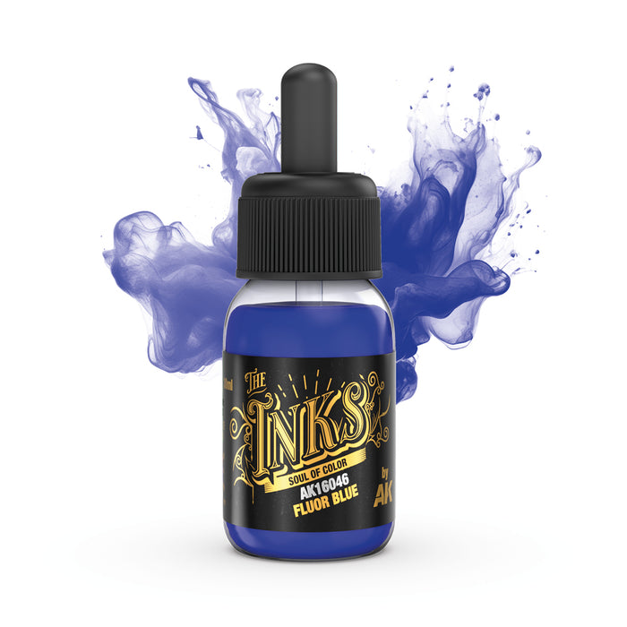 AK Interactive 16046 Inks: Fluor Blue Acrylic 30ml Bottle