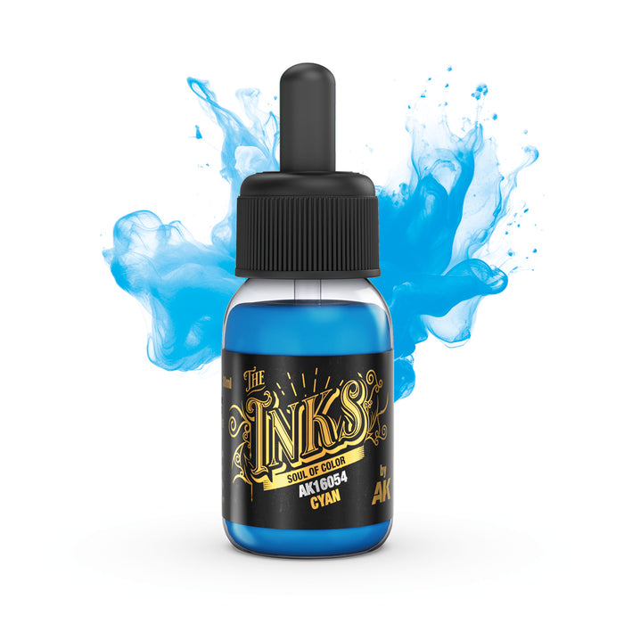 AK Interactive 16054 Inks: Cyan Acrylic 30ml Bottle