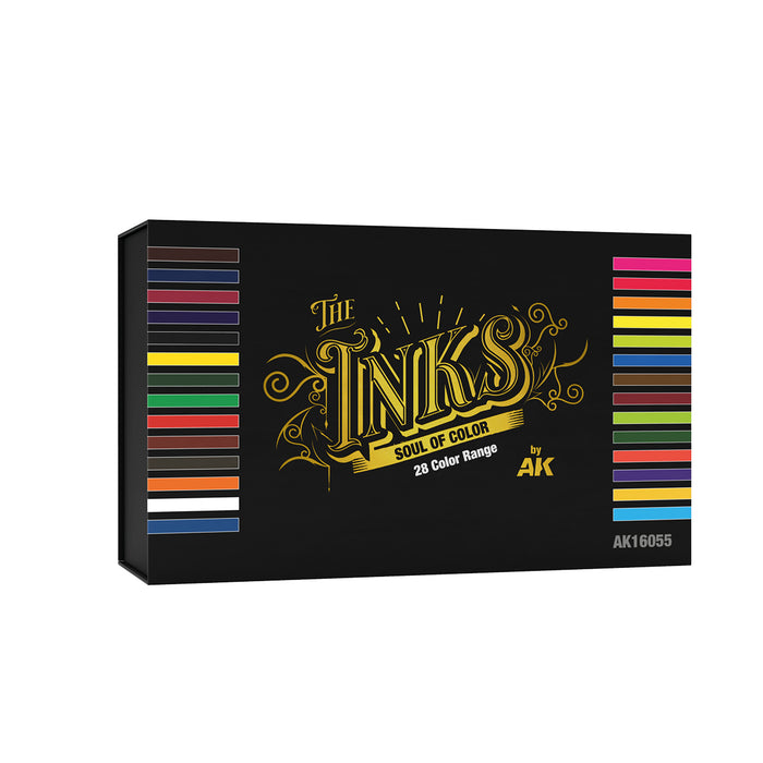 AK Interactive 16055 Inks Acrylic Paint Special Box Set (28 Colors) 30ml Bottles