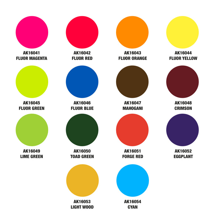 AK Interactive 16055 Inks Acrylic Paint Special Box Set (28 Colors) 30ml Bottles
